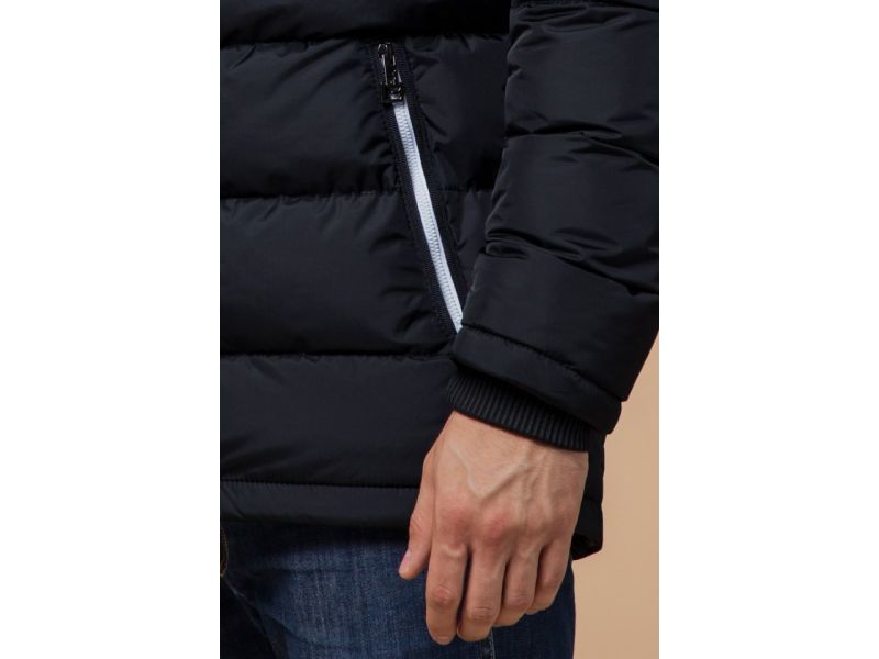 Куртка мужская на зиму цвет темно-синий-белый модель 10168, фото 7