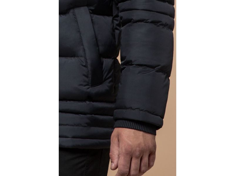 Графитовая зимняя куртка с манжетами мужская модель 45610, фото 7