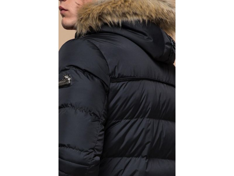 Графитовая зимняя куртка с манжетами мужская модель 45610, фото 8