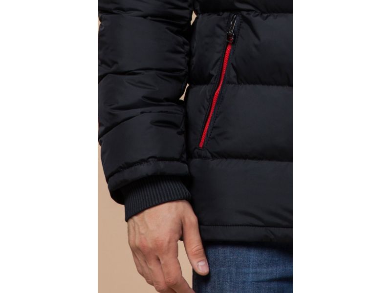 Куртка на зиму мужская цвет черный-красный модель 10168, фото 7