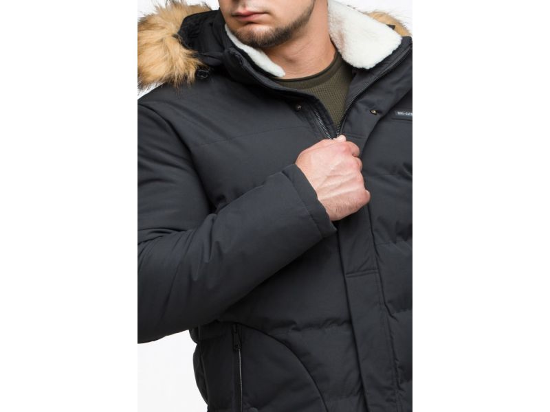 Черная куртка мужская молодежная зимняя с воротником модель 25780, фото 8