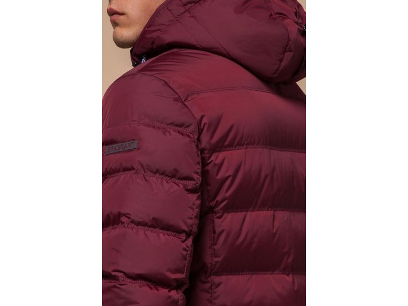 Куртка стильная бордового цвета мужская зимняя модель 11726, фото 8
