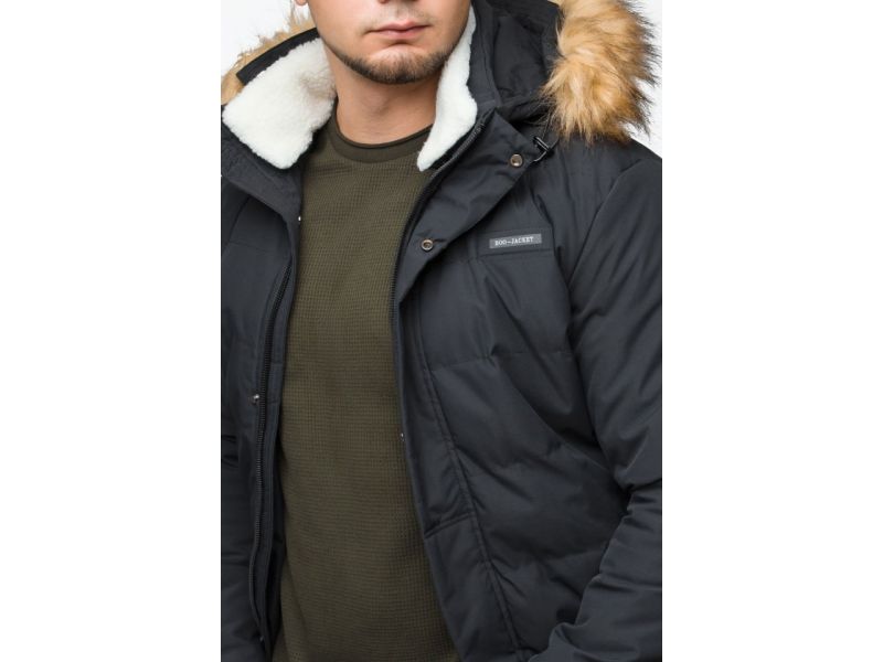 Черная куртка мужская молодежная зимняя с воротником модель 25780, фото 9