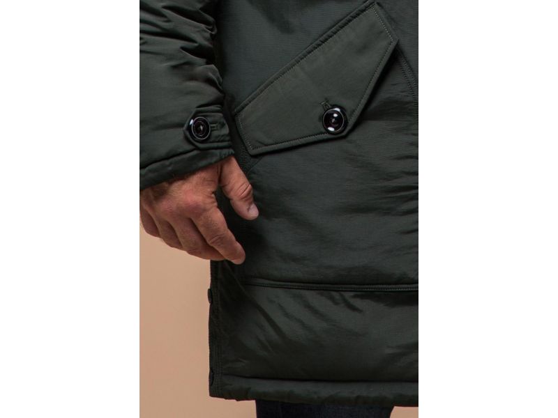 Парка мужская зимняя теплая цвета хаки модель 91660, фото 7