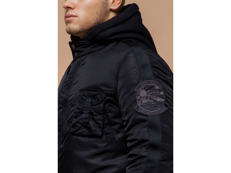 Зимняя парка черная для мужчин модель 17197, фото 7