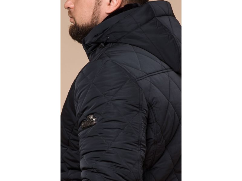 Графитовая мужская куртка практичная на зиму модель 19121, фото 8