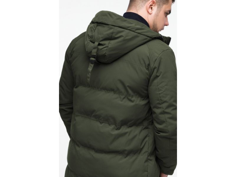 Короткая мужская молодежная темно-зеленая куртка зимняя модель 25400, фото 10