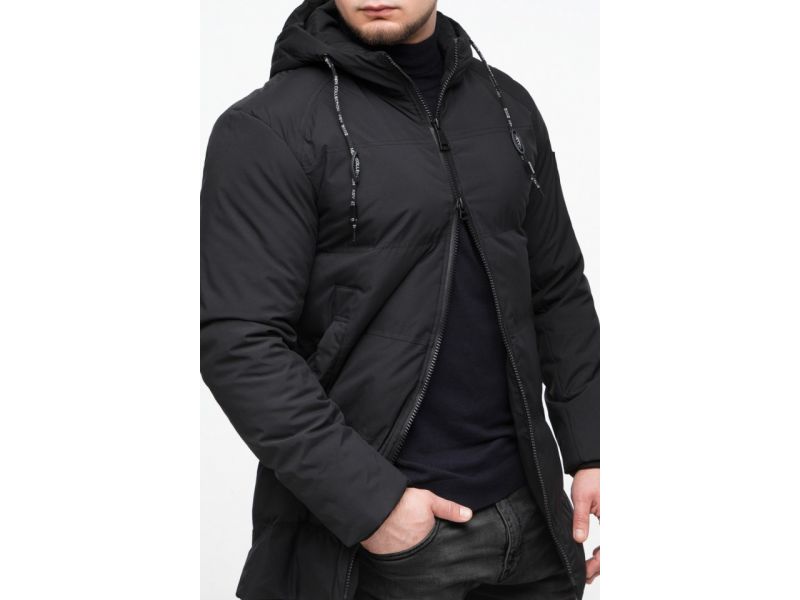 Куртка мужская молодежная на меху зимняя цвет черный модель 25400, фото 8
