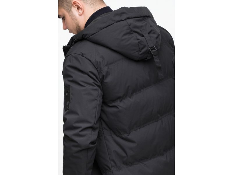 Куртка мужская молодежная на меху зимняя цвет черный модель 25400, фото 10