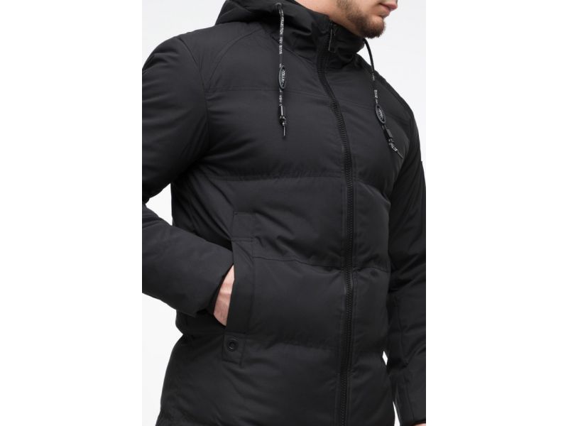 Куртка мужская молодежная на меху зимняя цвет черный модель 25400, фото 9