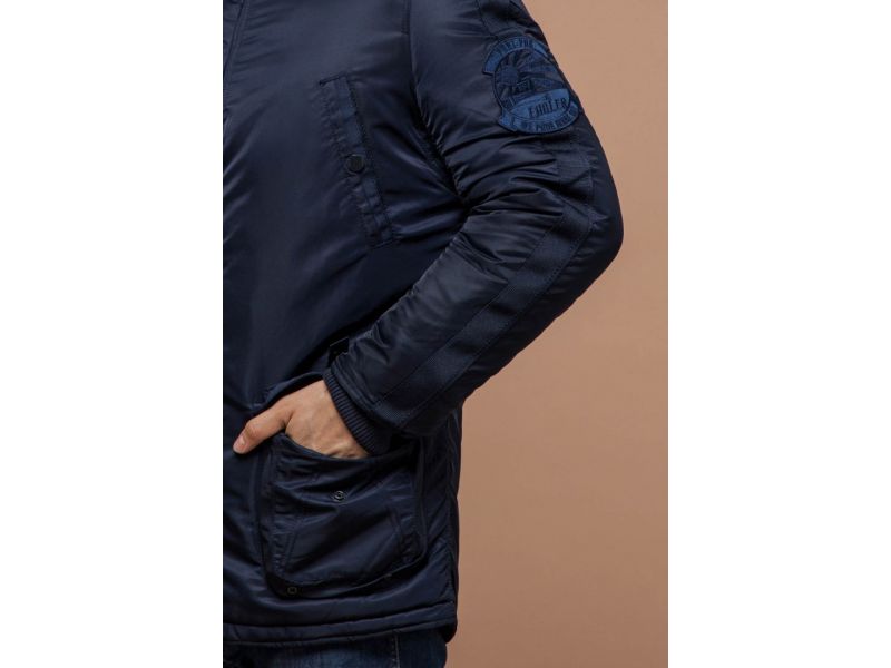 Парка темно-синяя мужская зимняя модель 34568, фото 7