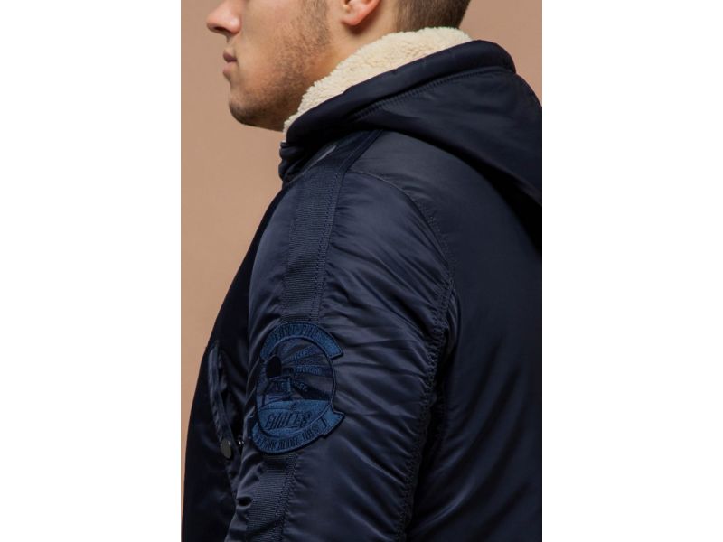 Парка темно-синяя мужская зимняя модель 34568, фото 8