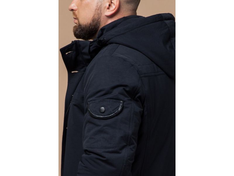 Куртка темно-синяя мужская с капюшоном зимняя модель 45777, фото 8