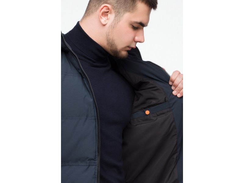 Зимняя мужская темно-синяя куртка молодежная на змейке модель 25400, фото 8