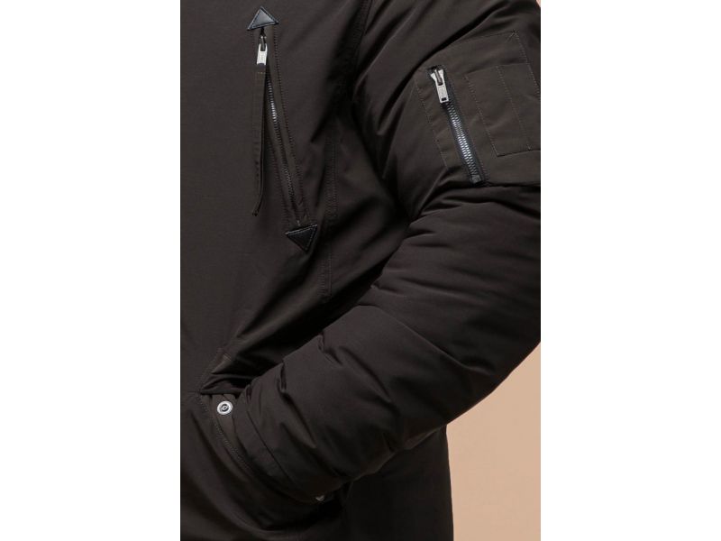 Коричневая парка зимняя мужская с опушкой модель 13475, фото 7