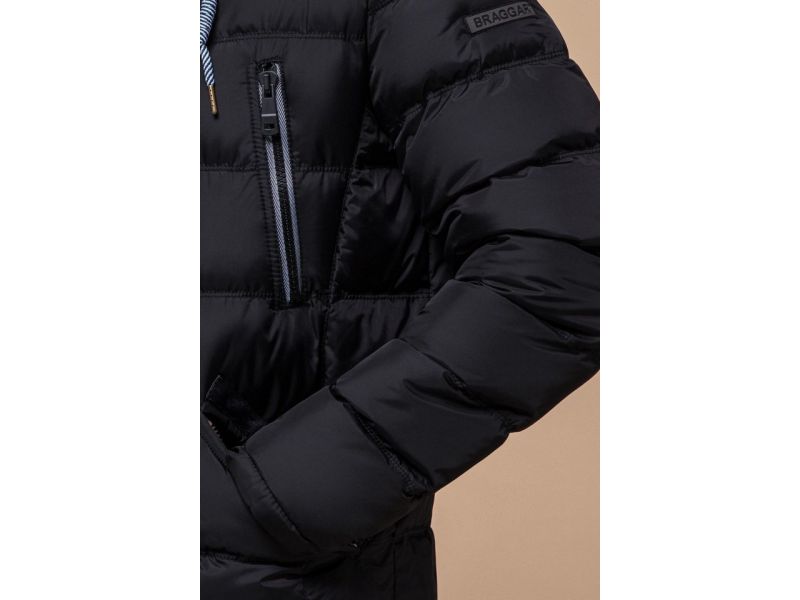 Куртка мужская черная комфортная зимняя модель 11726, фото 7