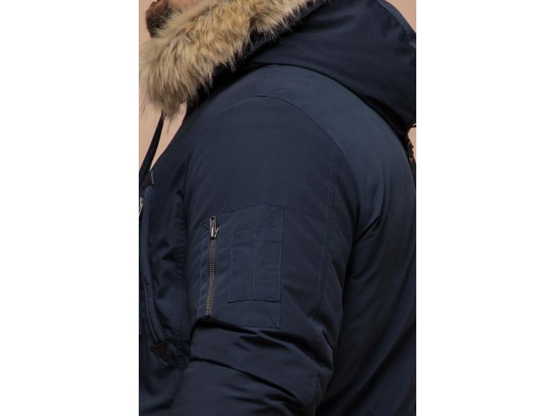 Зимняя синяя парка мужская на молнии модель 13475, фото 8