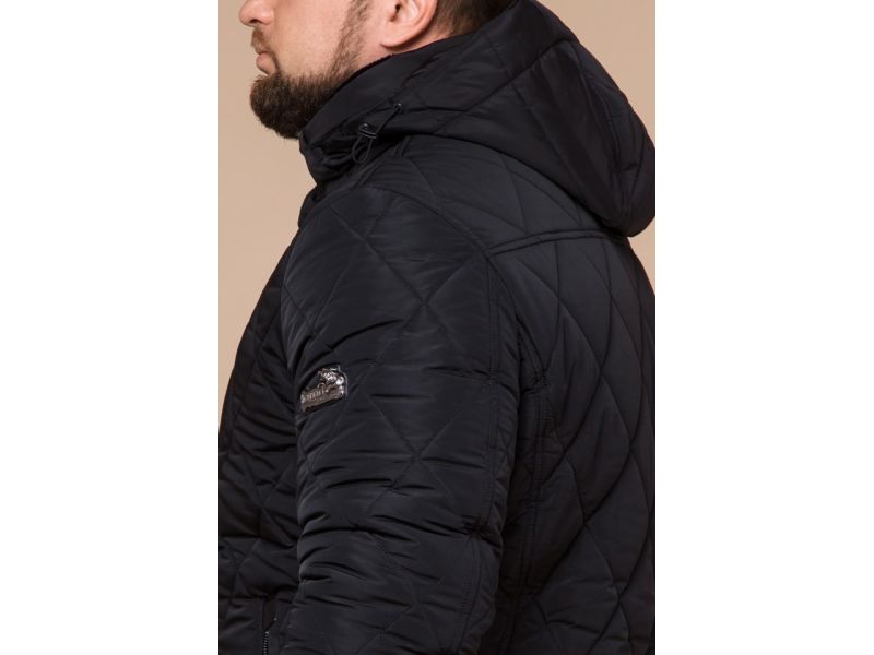 Черная мужская куртка с водозащитным покрытием на зиму модель 19121, фото 8