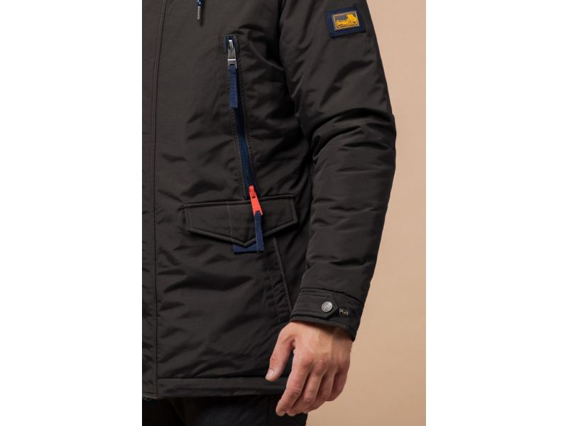 Мужская теплая парка зимняя цвет коричневый-темно-синий модель 1533, фото 7