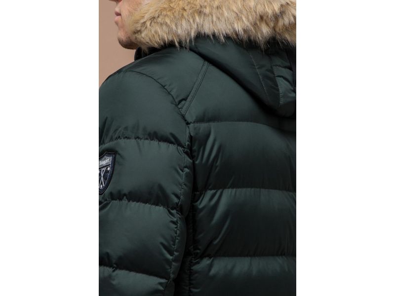 Темно-зеленая зимняя мужская куртка с манжетами модель 18540, фото 8