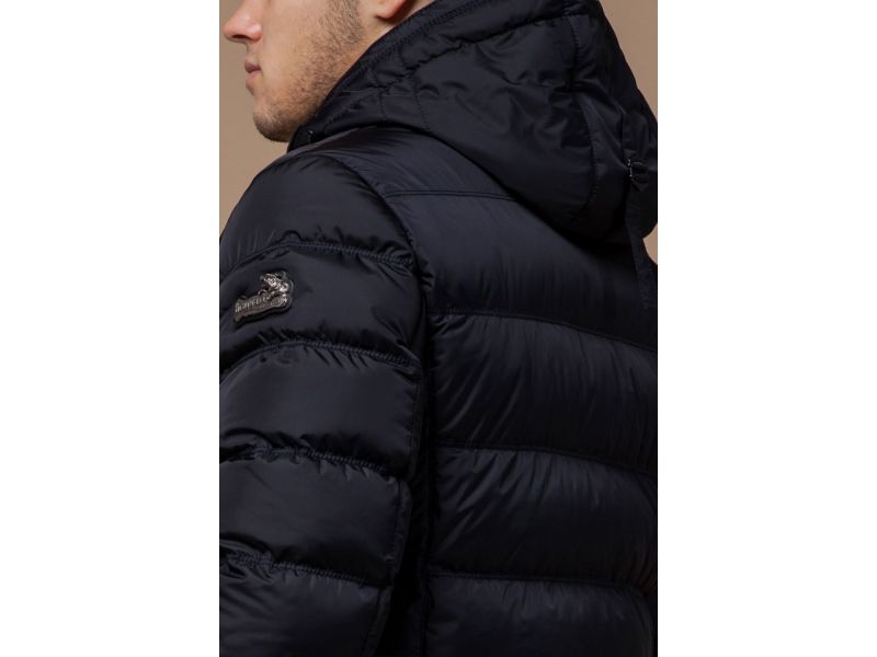 Куртка оригинальная мужская темно-синяя на зиму модель 13542, фото 8