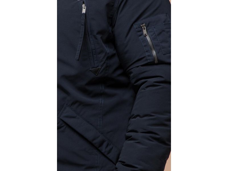 Темно-синяя зимняя мужская парка с карманами модель 13475, фото 7