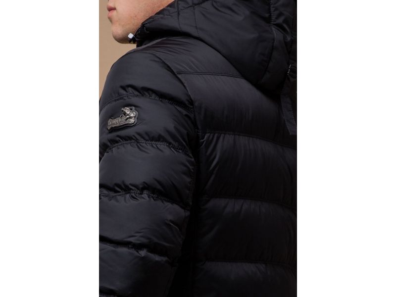 Черная мужская куртка зимняя с качественной фурнитурой модель 13542, фото 8