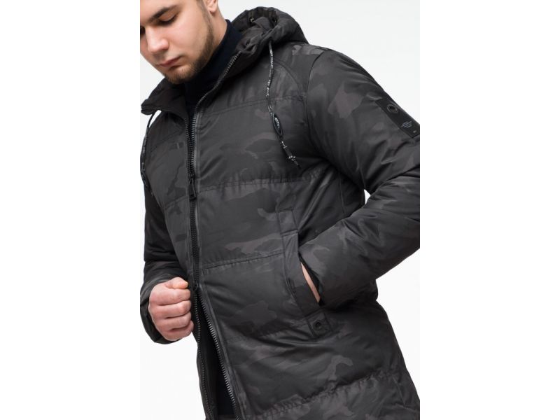 Черная зимняя дизайнерская мужская куртка молодежная модель 25060, фото 9