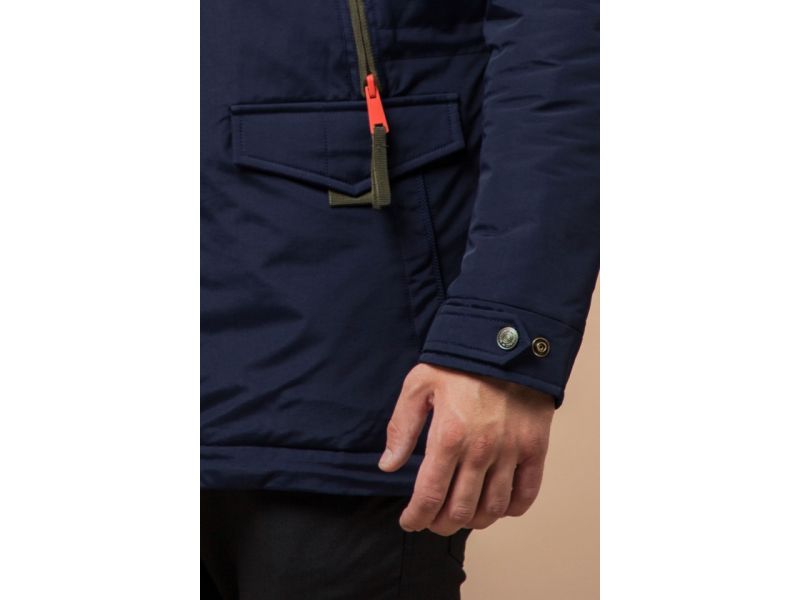 Зимняя парка прямого фасона мужская цвет синий-хаки модель 1533, фото 7