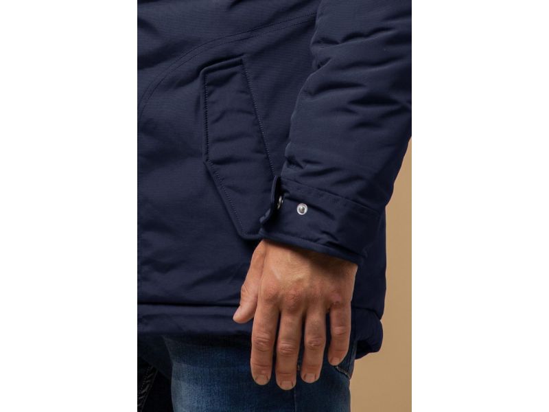 Синяя зимняя короткая парка для мужчин модель 14015, фото 7