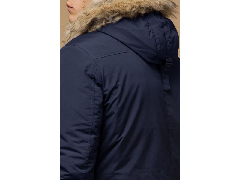 Синяя зимняя короткая парка для мужчин модель 14015, фото 8