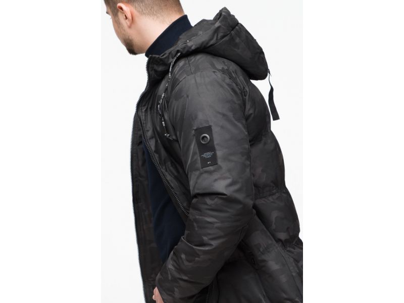 Черная зимняя дизайнерская мужская куртка молодежная модель 25060, фото 10