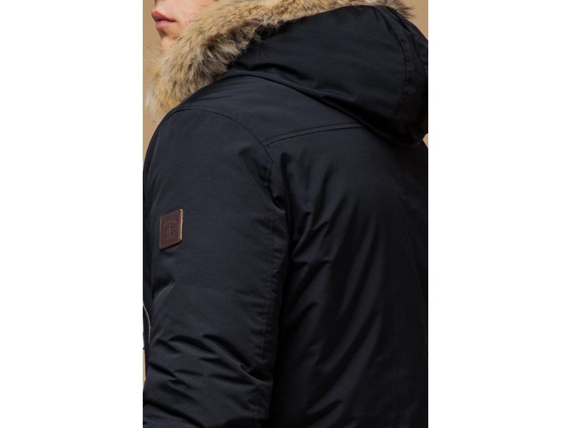 Черно-синяя парка зимняя мужская теплая модель 14015, фото 8