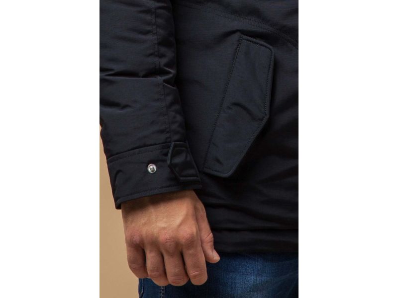 Черно-синяя парка зимняя мужская теплая модель 14015, фото 7