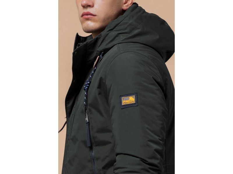 Мужская парка с капюшоном зимняя цвет хаки-темно-серый модель 1533, фото 8