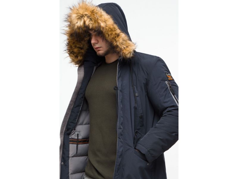 Темно-синяя парка мужская молодежная на зиму модель 25520, фото 8