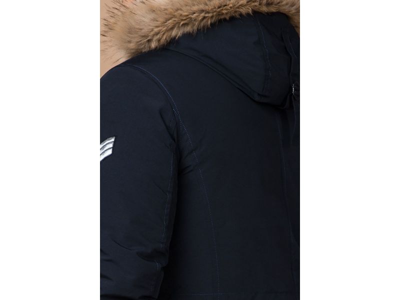 Парка мужская темно-синяя с капюшоном зимняя модель 20758, фото 8