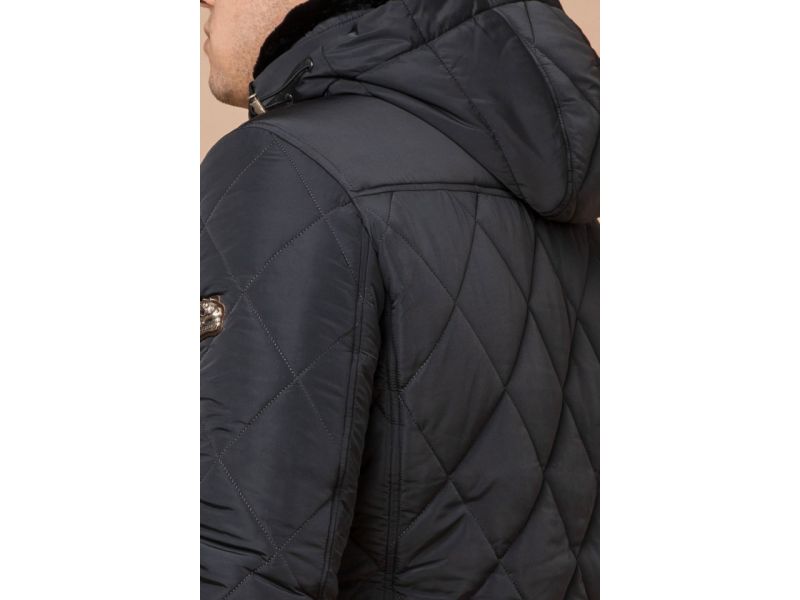 Графитовая мужская куртка с манжетами зимняя модель 44842, фото 8