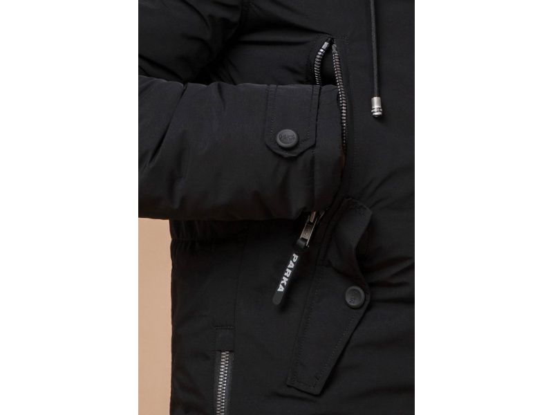 Мужская зимняя парка цвет черный модель 20758, фото 7