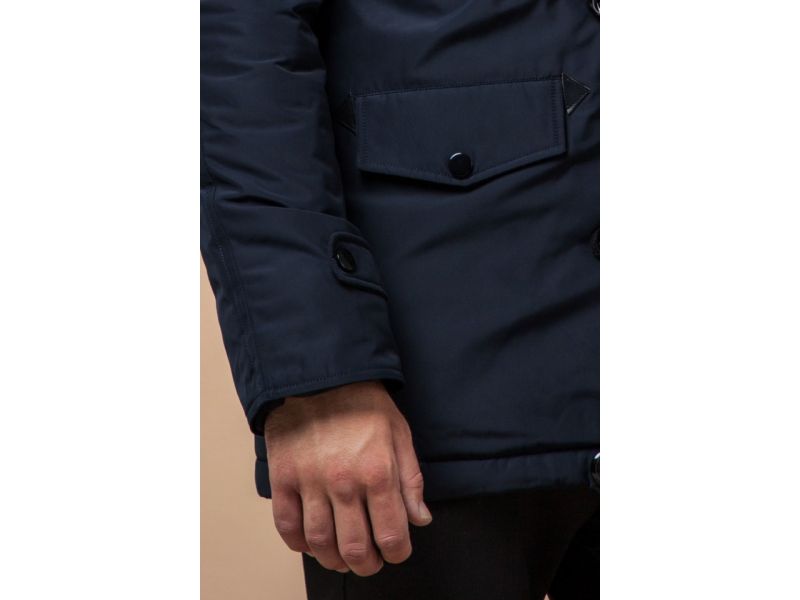 Зимняя парка синего цвета мужская модель 1673, фото 7