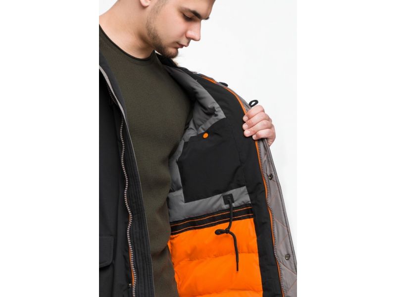 Черная молодежная мужская парка с опушкой зимняя модель 25520, фото 9