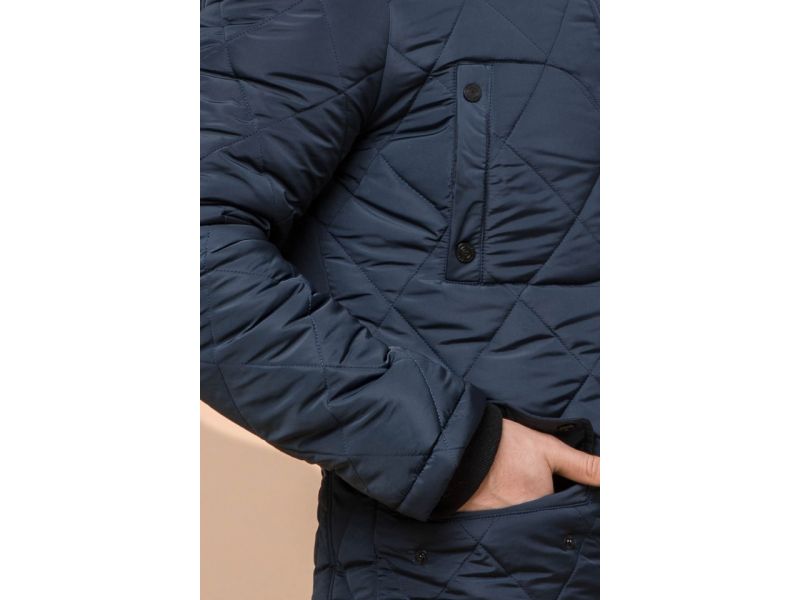 Светло-синяя зимняя куртка качественного пошива мужская модель 44842, фото 7