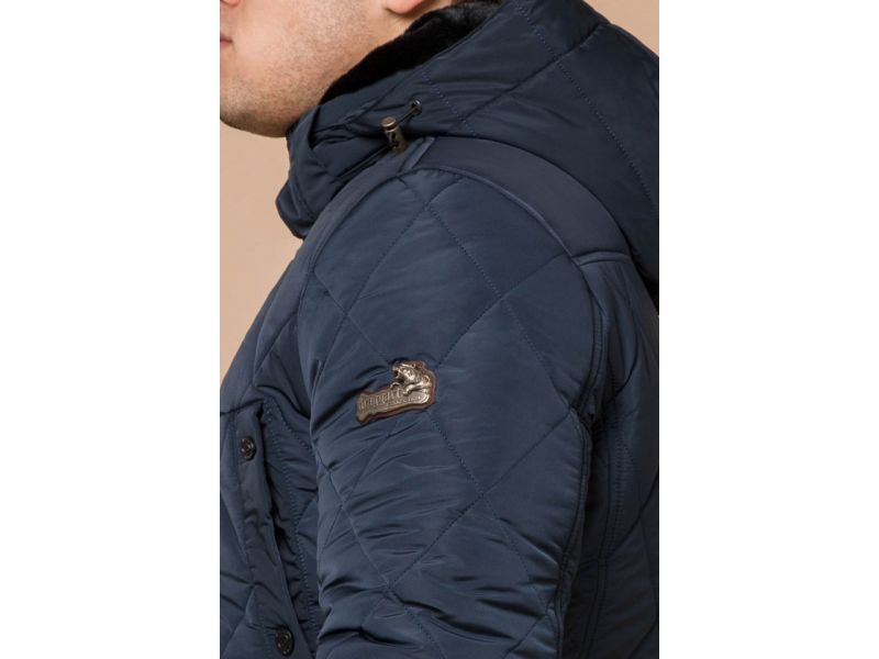 Светло-синяя зимняя куртка качественного пошива мужская модель 44842, фото 8