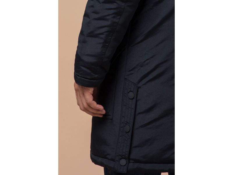 Зимняя парка черно-синяя мужская прямого силуэта модель 91127, фото 7