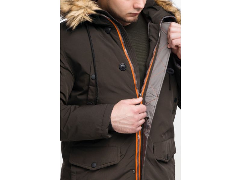 Парка мужская цвета кофе молодежная зимняя модель 25520, фото 9