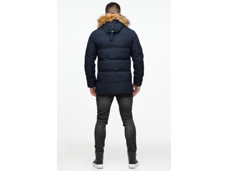 Синяя короткая куртка молодежная зимняя для мужчин модель 25550, фото 7