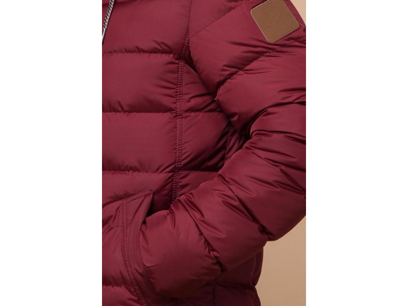 Бордовая зимняя куртка с меховой опушкой мужская модель 16115, фото 7