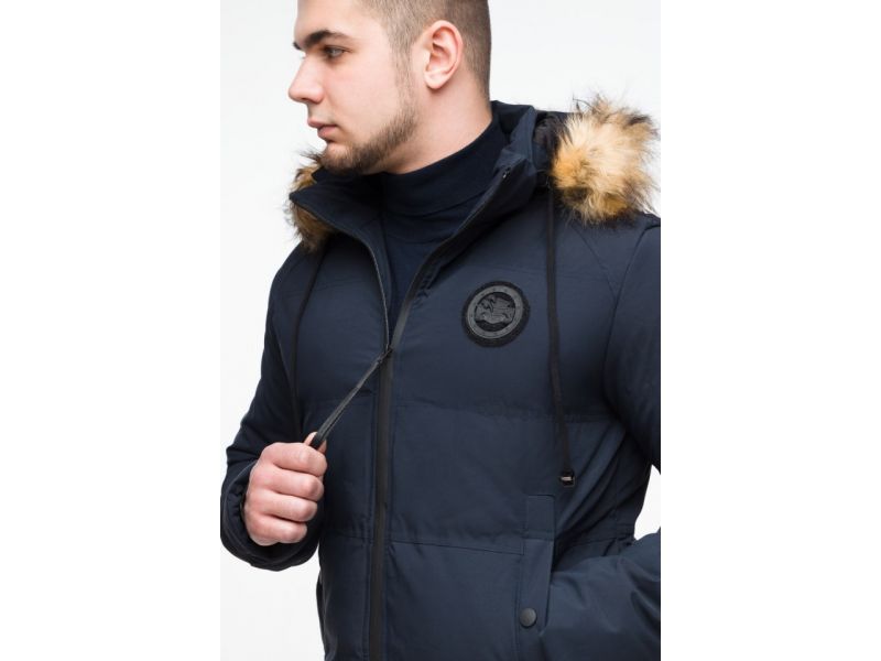 Синяя короткая куртка молодежная зимняя для мужчин модель 25550, фото 8