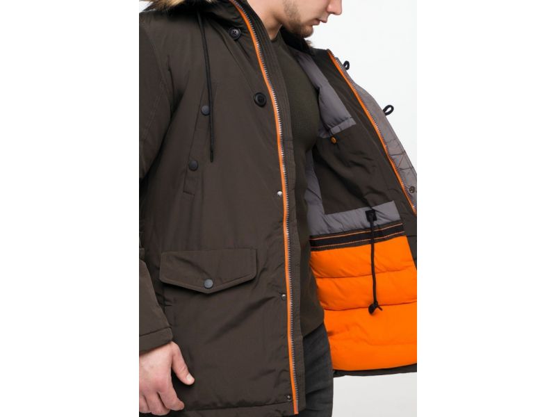 Парка мужская цвета кофе молодежная зимняя модель 25520, фото 8