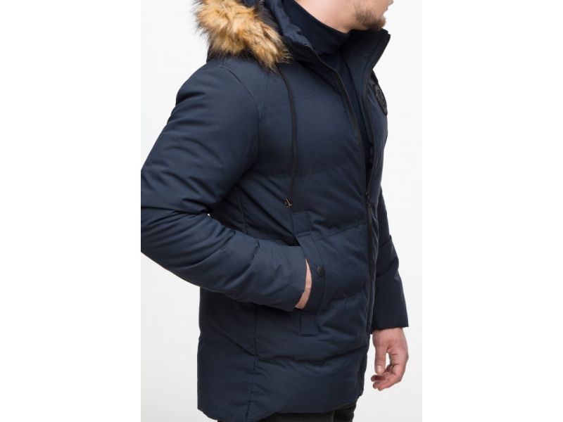 Синяя короткая куртка молодежная зимняя для мужчин модель 25550, фото 9